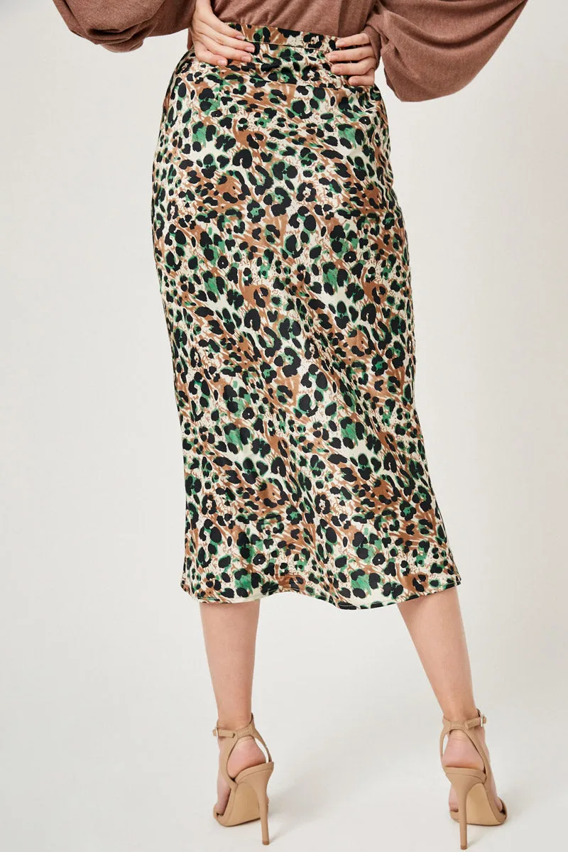Womens Leopard Midi Slip Zip Up Skirt sold by Hayden product image thumbnail 2
