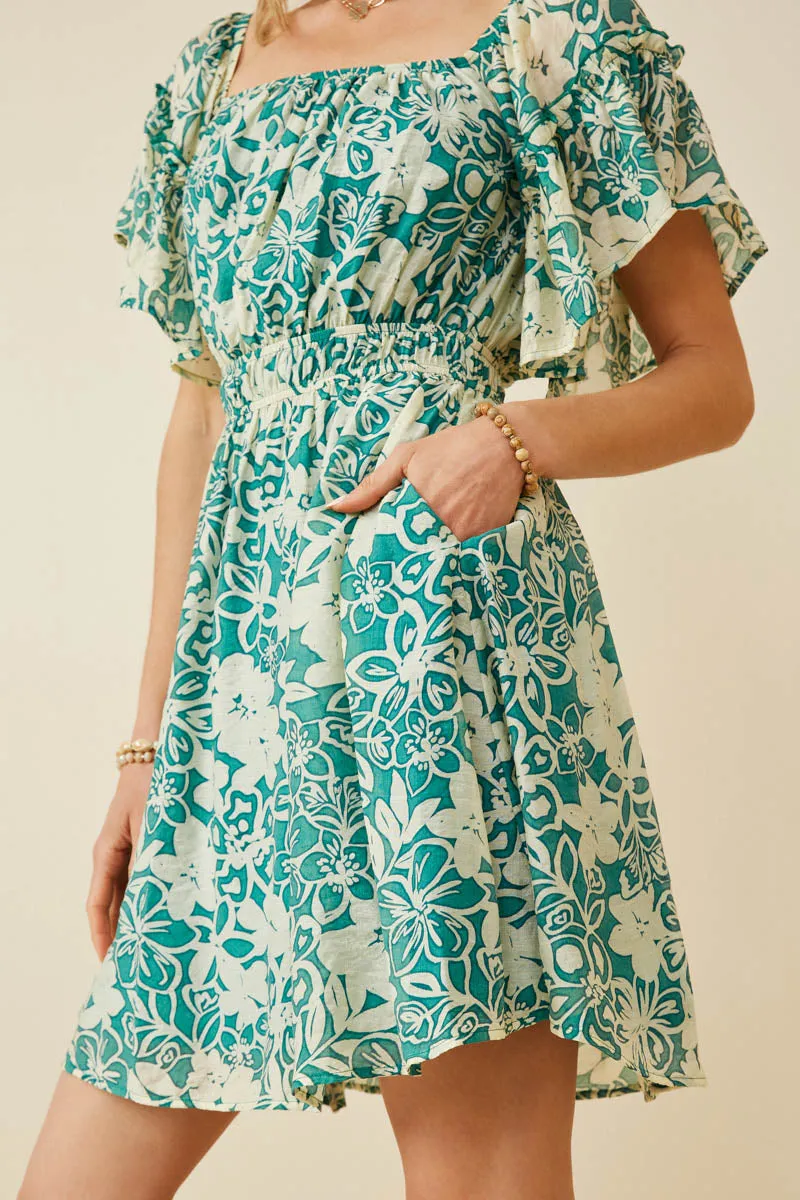 Womens Floral Cinch Waist Off Shoulder Dress sold by Hayden product image thumbnail 3
