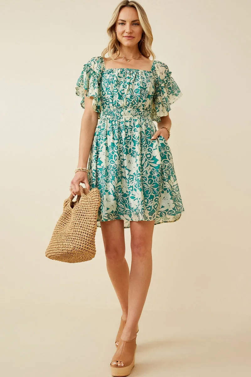 Womens Floral Cinch Waist Off Shoulder Dress sold by Hayden product image thumbnail 2