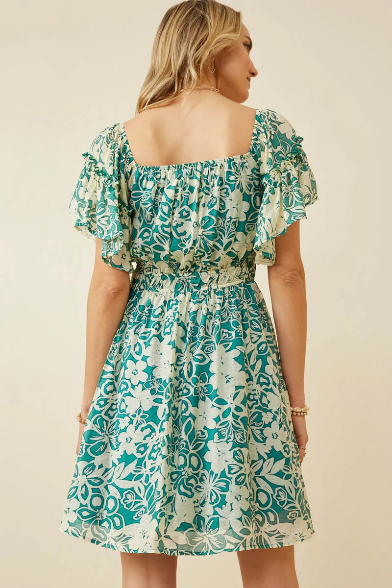 Womens Floral Cinch Waist Off Shoulder Dress sold by Hayden product image thumbnail 4