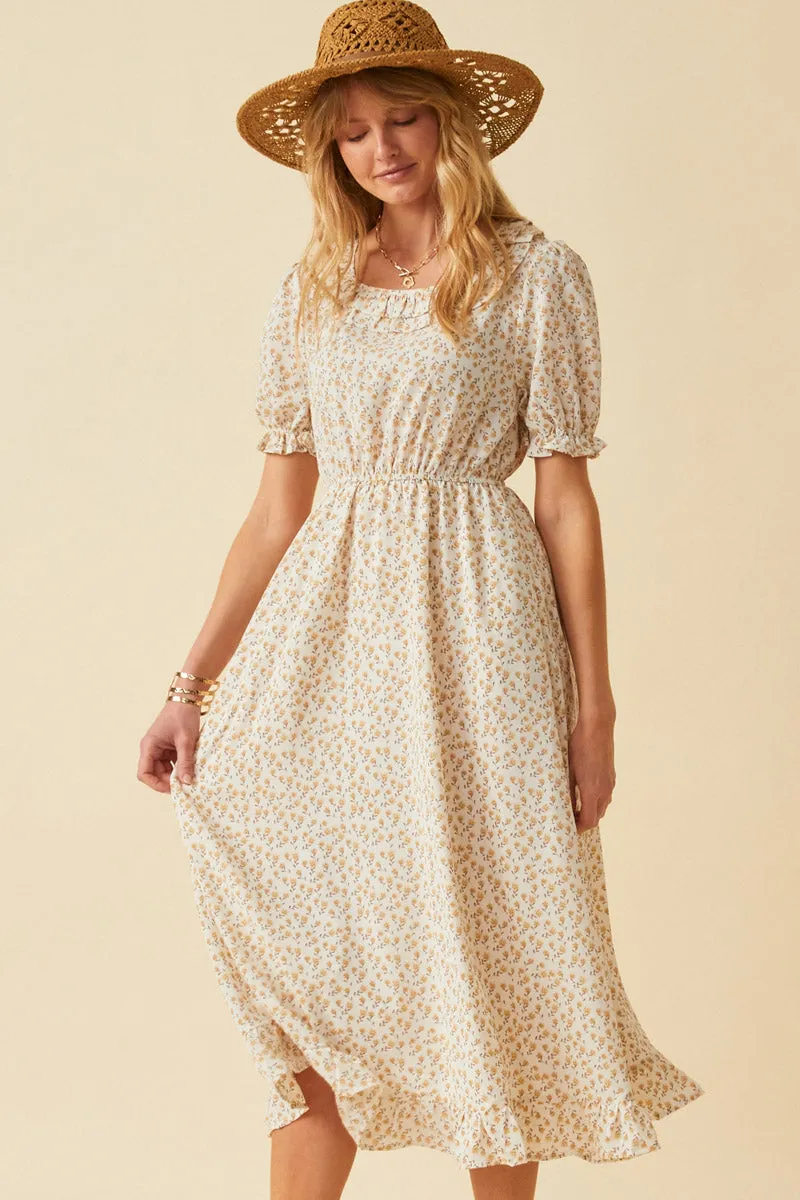 Womens Ditsy Floral Ruffle Bibbed Midi Dress sold by Hayden product image thumbnail 5