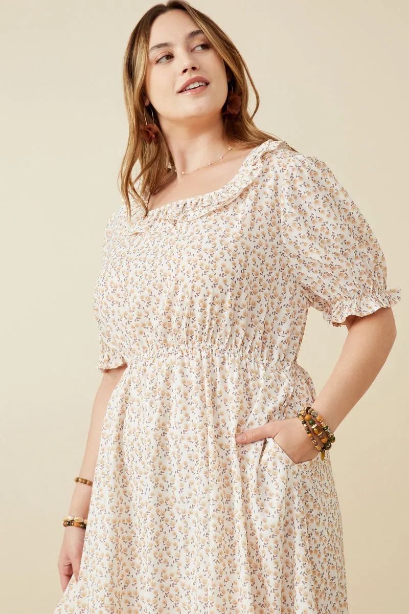 Womens Ditsy Floral Ruffle Bibbed Midi Dress sold by Hayden product image thumbnail 2