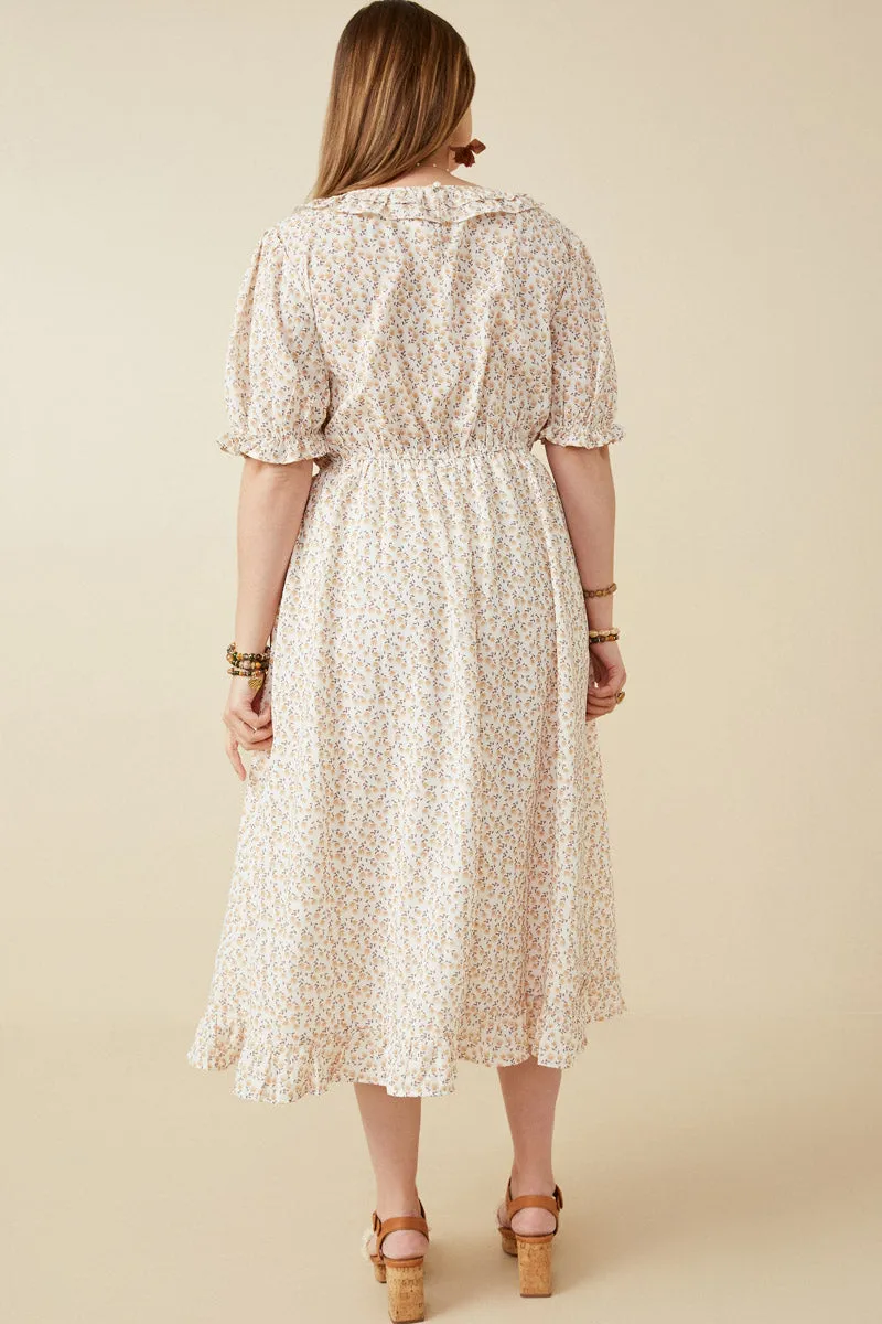 Womens Ditsy Floral Ruffle Bibbed Midi Dress sold by Hayden product image thumbnail 3