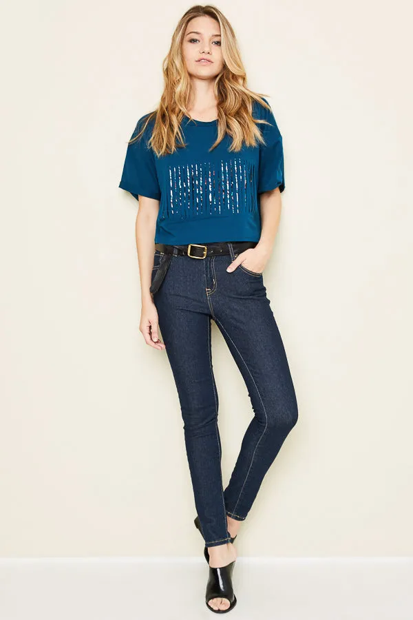 Womens Sequin Detailed Crop Top sold by Hayden product image thumbnail 3