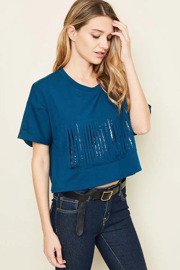 Womens Sequin Detailed Crop Top sold by Hayden product image thumbnail 4