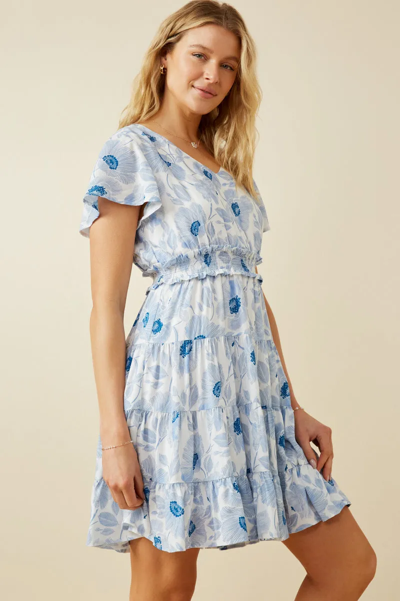 Womens Monochromatic Floral Smocked Waist Dress sold by Hayden product image thumbnail 4