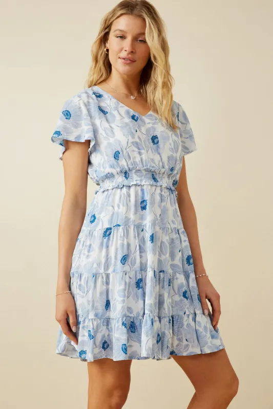 Womens Monochromatic Floral Smocked Waist Dress sold by Hayden