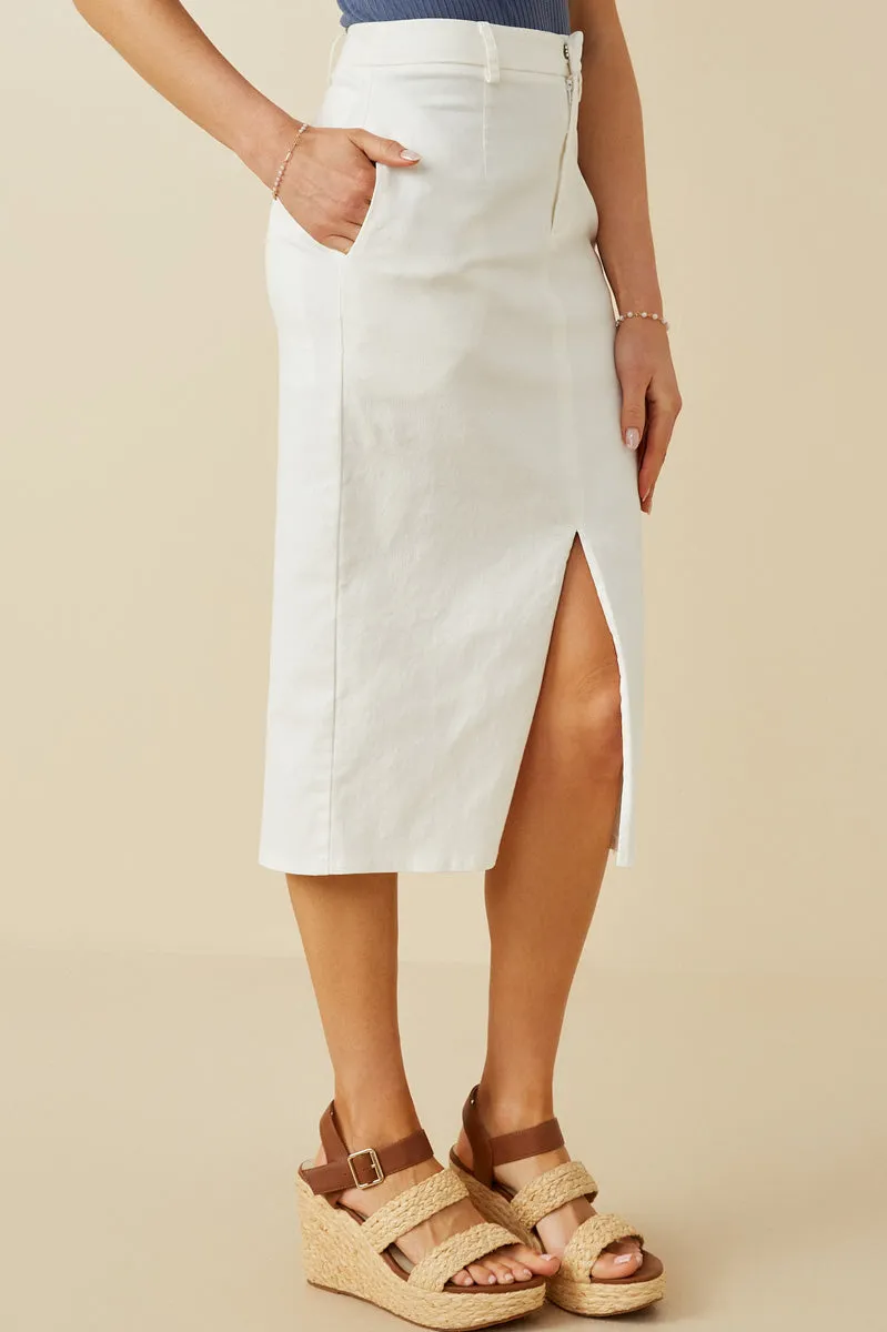 Womens Front Slit Colored Denim Pencil Skirt sold by Hayden product image thumbnail 2
