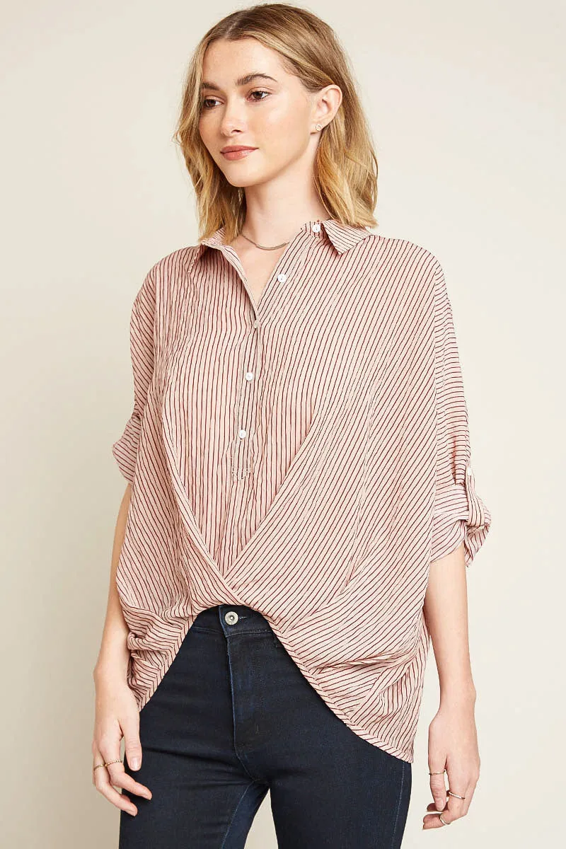 Womens Twist Hem Stripe Collared Shirt sold by Hayden product image thumbnail 5