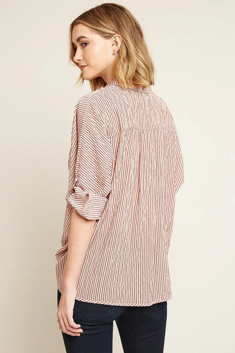 Womens Twist Hem Stripe Collared Shirt sold by Hayden product image thumbnail 2