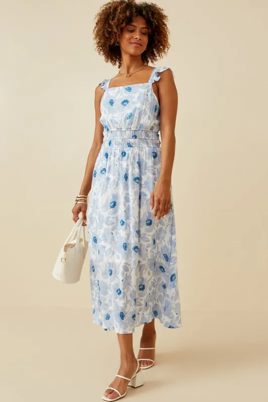 Womens Island Floral Ruffled Strap Dress made by Hayden