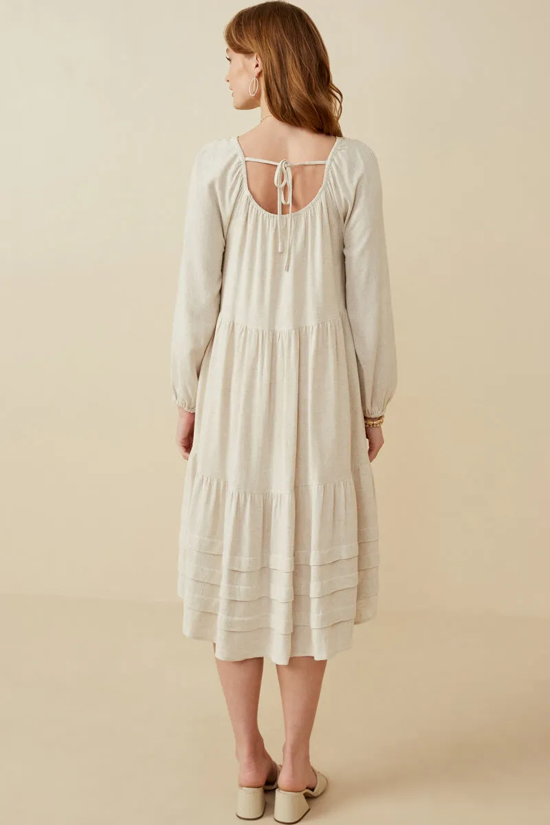 Womens Crochet Patched Pleat Hem Buttoned Linen Dress sold by Hayden product image thumbnail 5