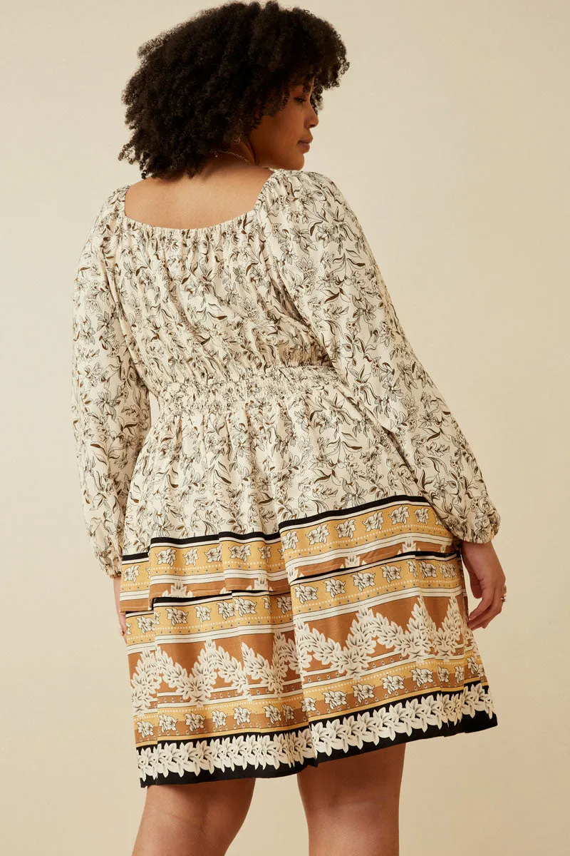 Womens Floral Border Print Tassel Detail Smock Waist Dress sold by Hayden product image thumbnail 3