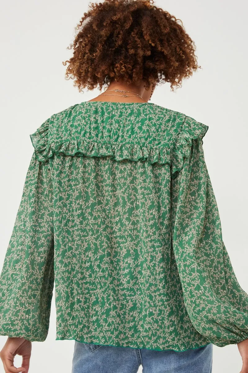 Womens Botanical Print Ruffled Tassel Tie Top sold by Hayden product image thumbnail 5