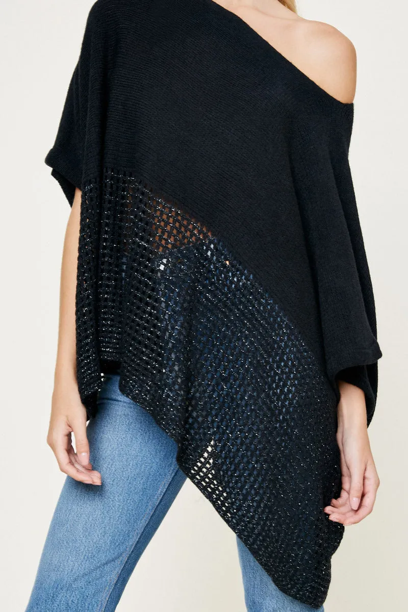 Womens Sparkly Knit Sweater Poncho sold by Hayden product image thumbnail 4