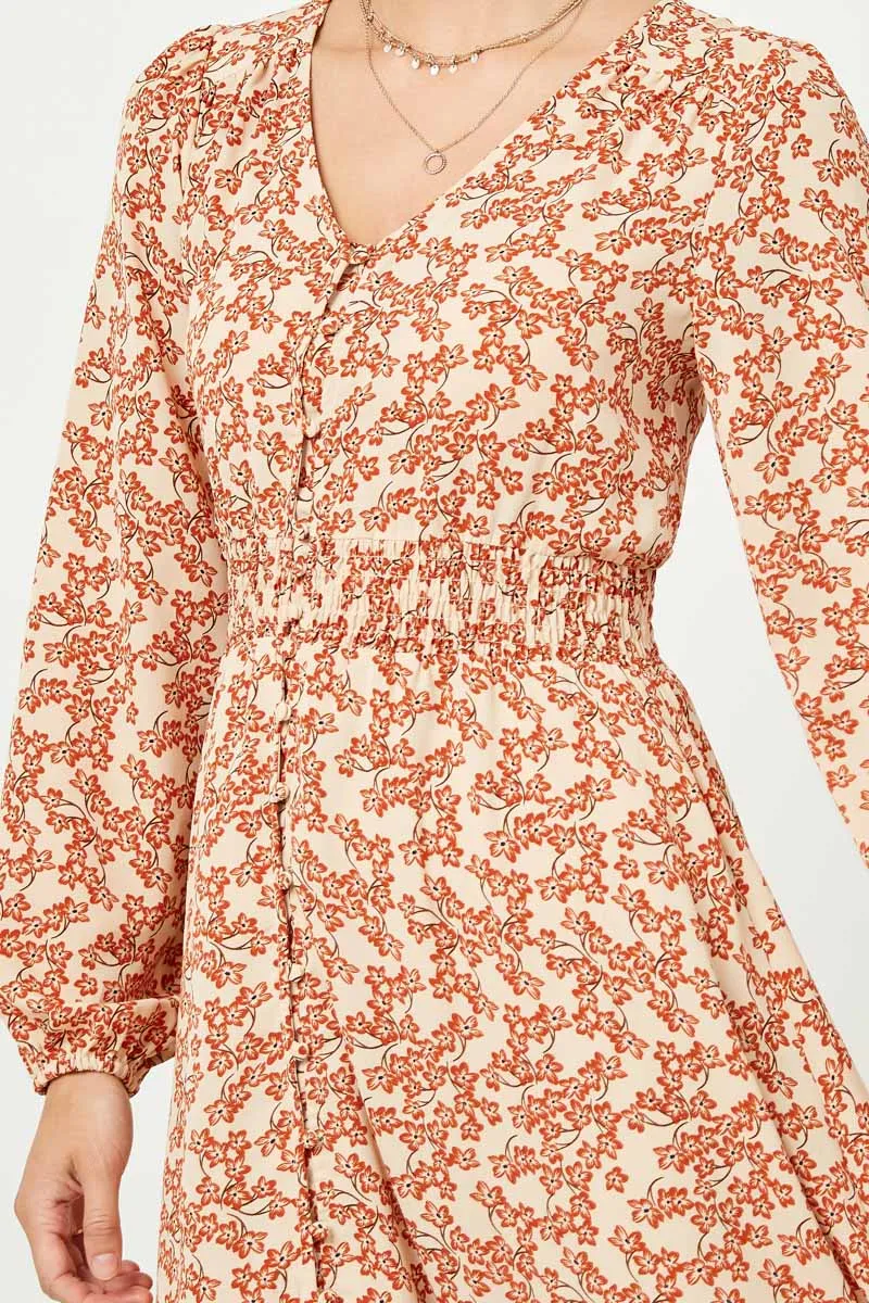 Womens Long Sleeve Buttoned Smock Waist Maxi Dress sold by Hayden product image thumbnail 2