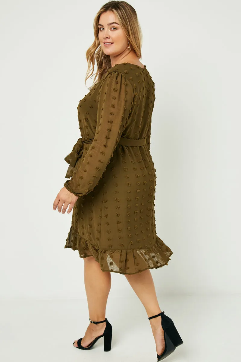 Womens Square Neck Swiss Dot Belted Dress sold by Hayden product image thumbnail 4