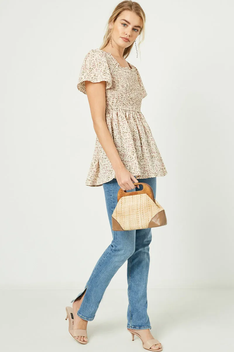 Womens Ditsy Floral Smocked Peplum Top sold by Hayden product image thumbnail 4