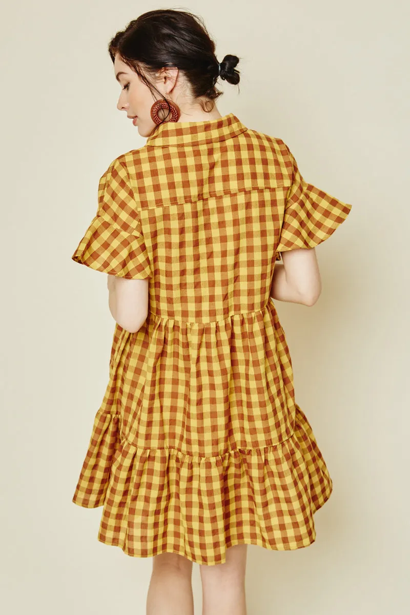 Womens Plaid Ruffle Shirt Dress sold by Hayden product image thumbnail 2