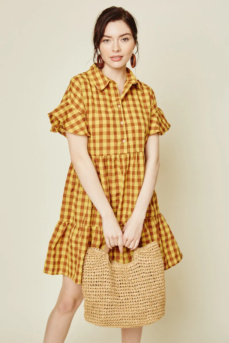 Womens Plaid Ruffle Shirt Dress sold by Hayden product image thumbnail 3