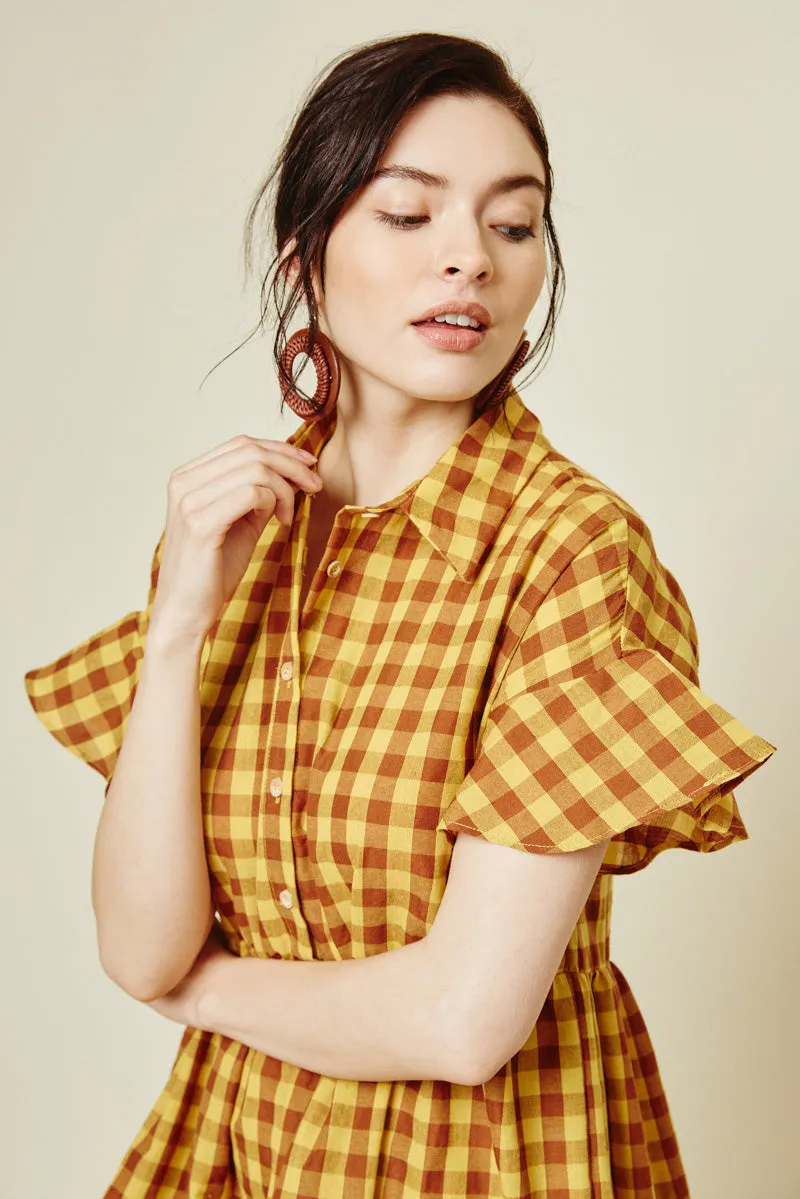 Womens Plaid Ruffle Shirt Dress sold by Hayden product image thumbnail 4