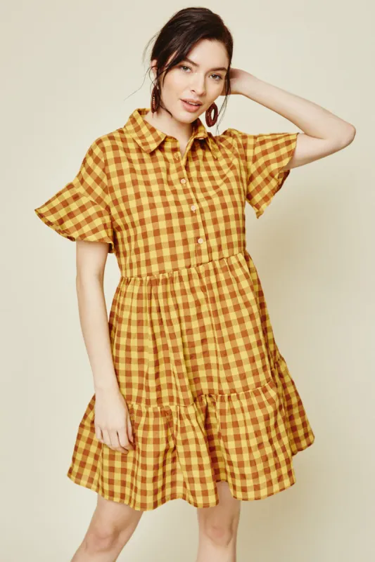 Womens Plaid Ruffle Shirt Dress sold by Hayden