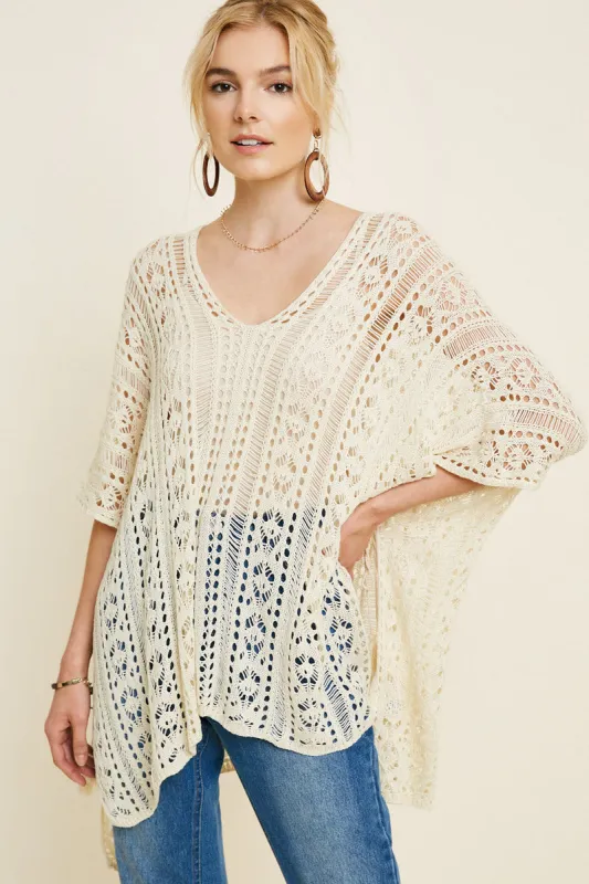 Womens Sweater Knit Poncho made by Hayden