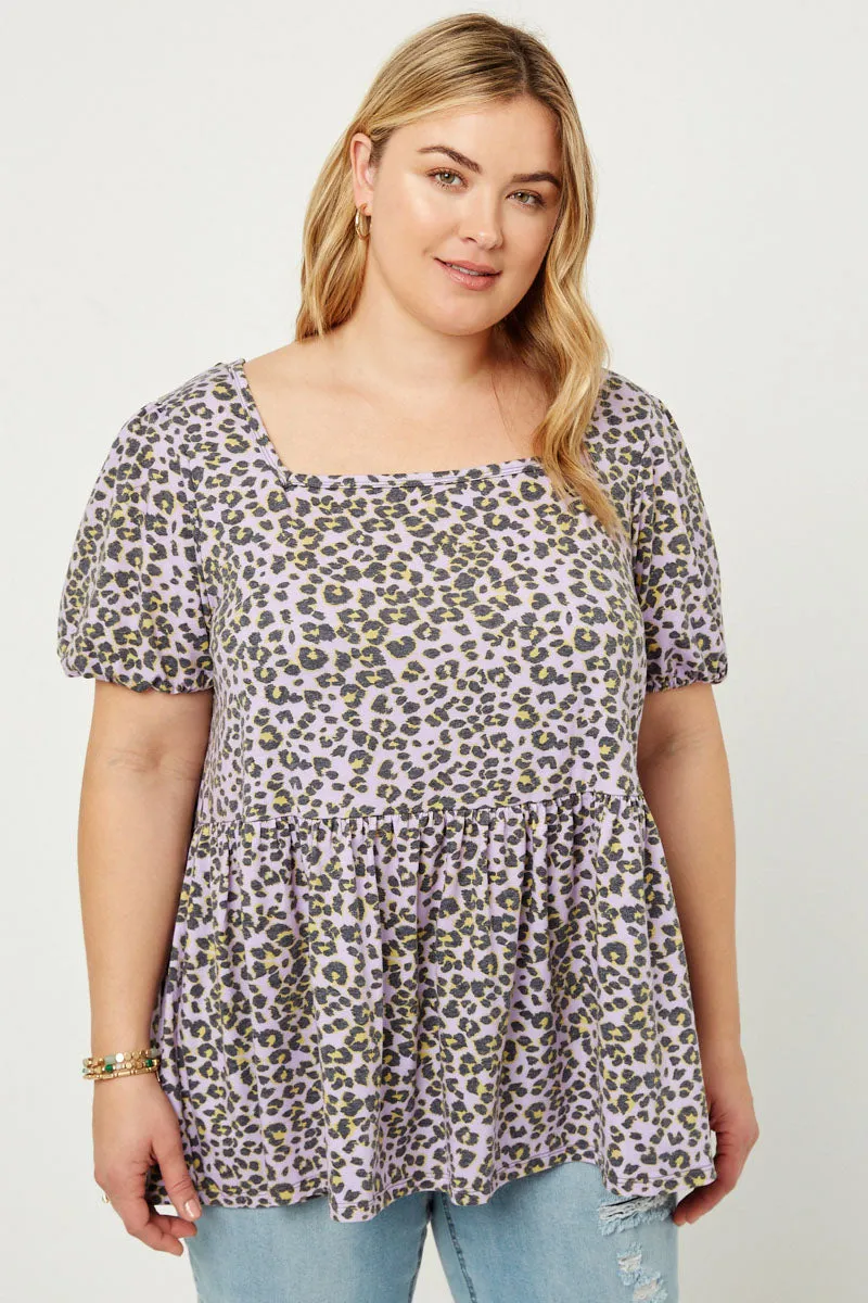Womens Leopard Square Neck Top sold by Hayden product image thumbnail 2
