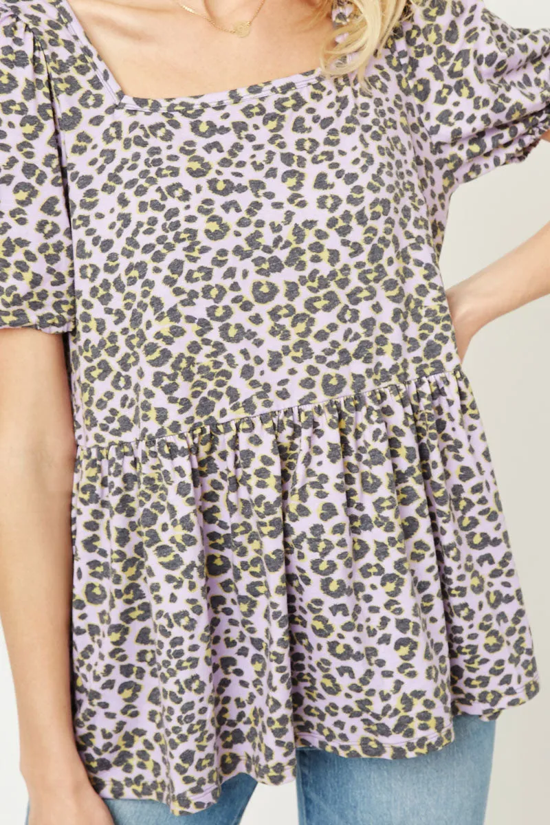 Womens Leopard Square Neck Top sold by Hayden product image thumbnail 4