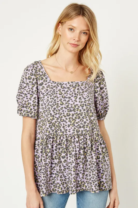 Womens Leopard Square Neck Top made by Hayden