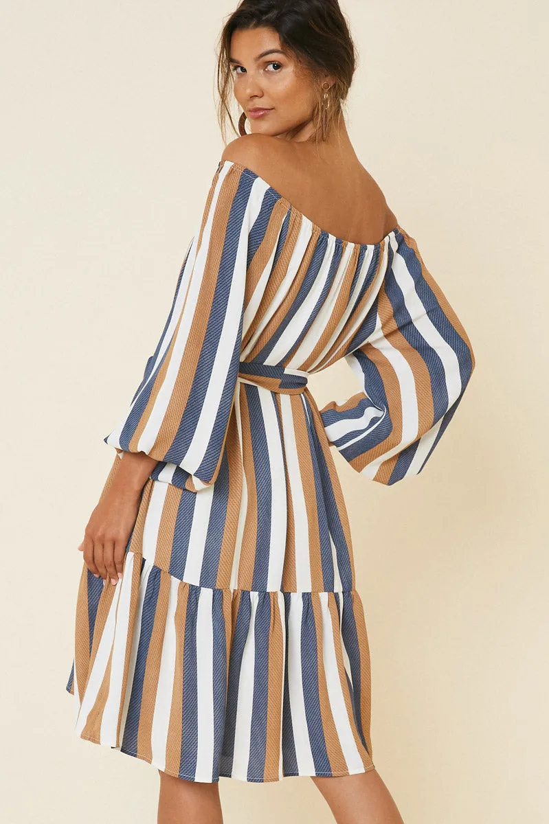 Womens Stripe Belted Midi Dress sold by Hayden product image thumbnail 2