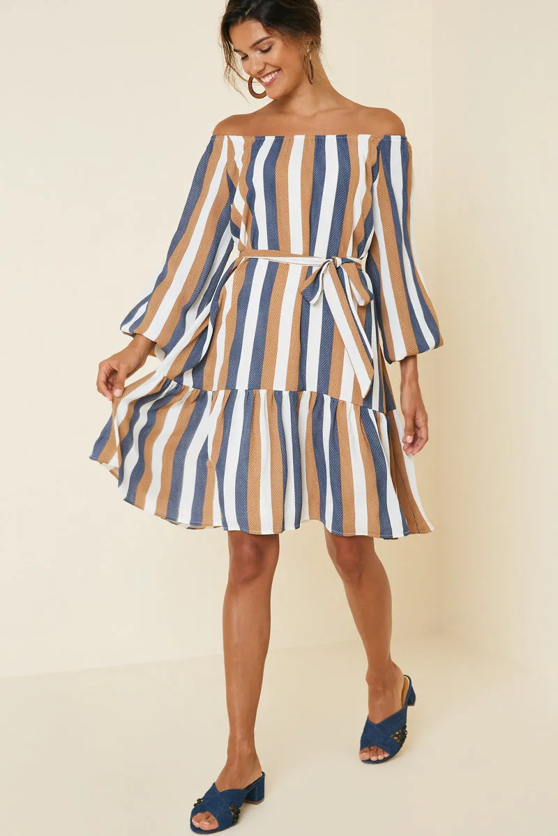 Womens Stripe Belted Midi Dress sold by Hayden product image thumbnail 3