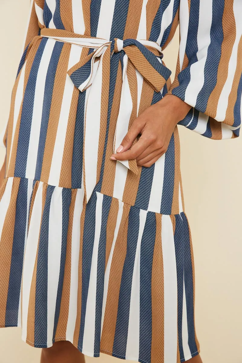 Womens Stripe Belted Midi Dress sold by Hayden product image thumbnail 4