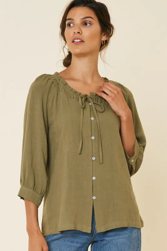 Womens Linen Button-Down Top sold by Hayden