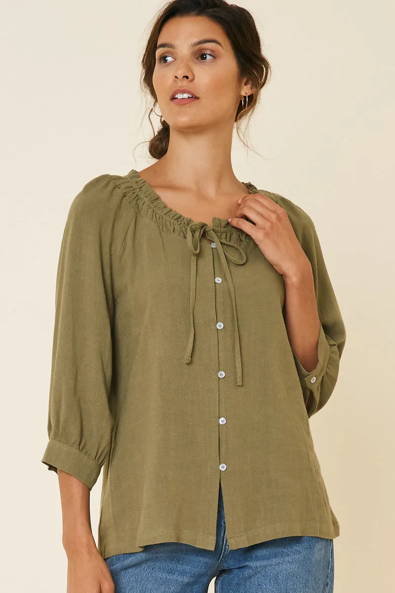 Womens Linen Button-Down Top sold by Hayden