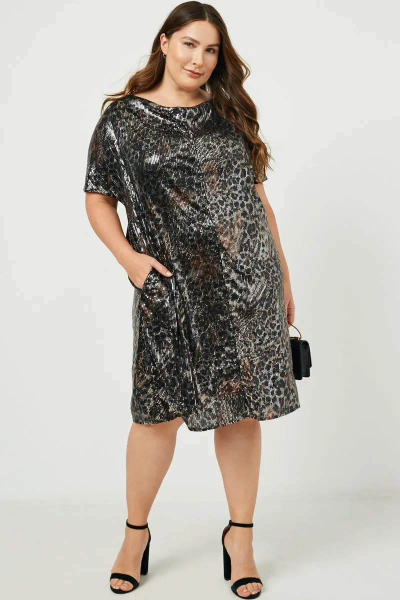 Womens Leopard Sequin Cowl Neck Sleeveless Dress sold by Hayden product image thumbnail 2