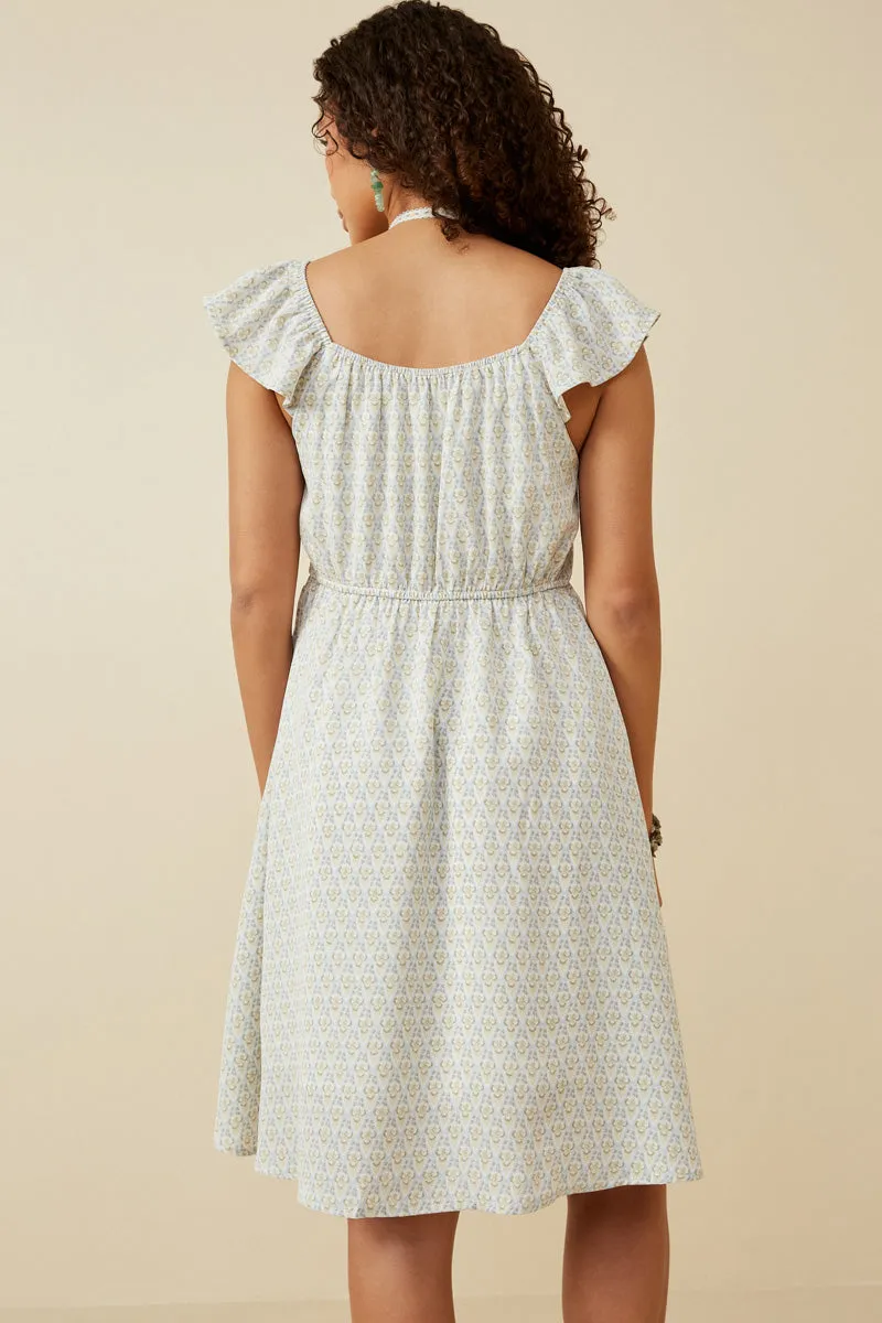 Womens Paisley Print Shirred Front Flutter Sleeve Dress sold by Hayden product image thumbnail 4