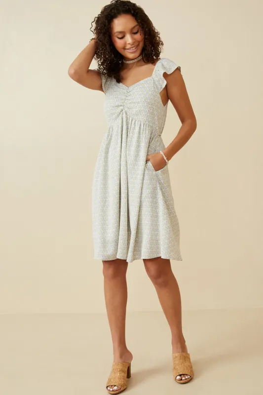 Womens Paisley Print Shirred Front Flutter Sleeve Dress sold by Hayden