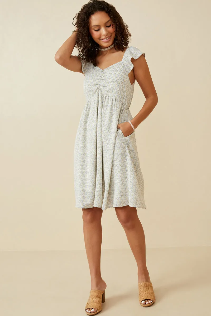 Womens Paisley Print Shirred Front Flutter Sleeve Dress sold by Hayden