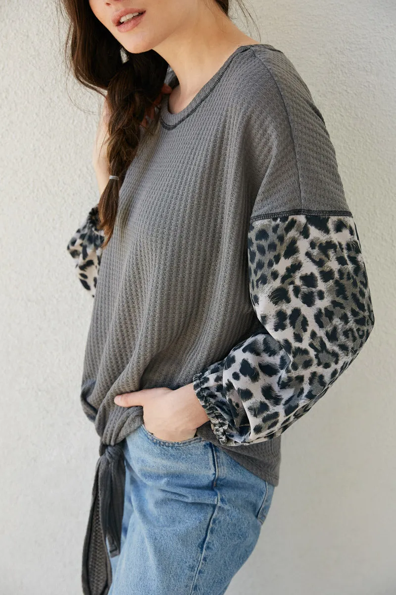 Womens Contrast Sleeve Tie Front Top sold by Hayden product image thumbnail 4