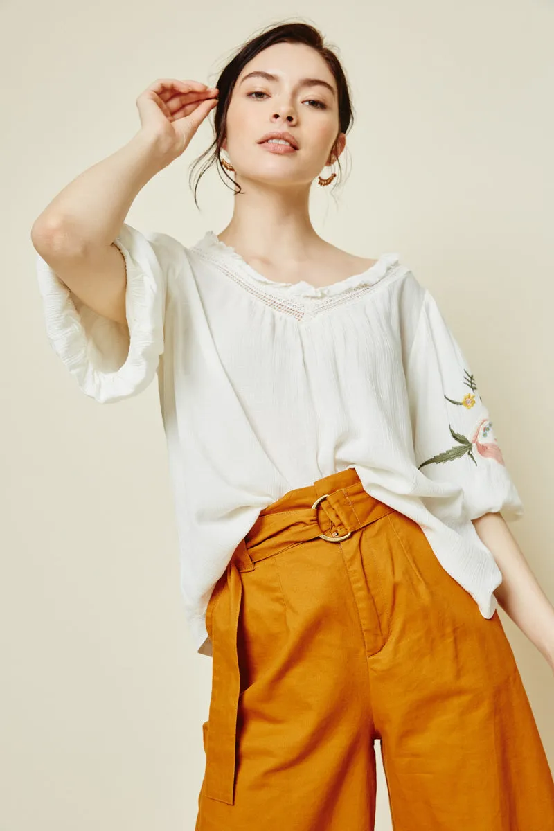 Womens Embroidered Puff Sleeve Top sold by Hayden