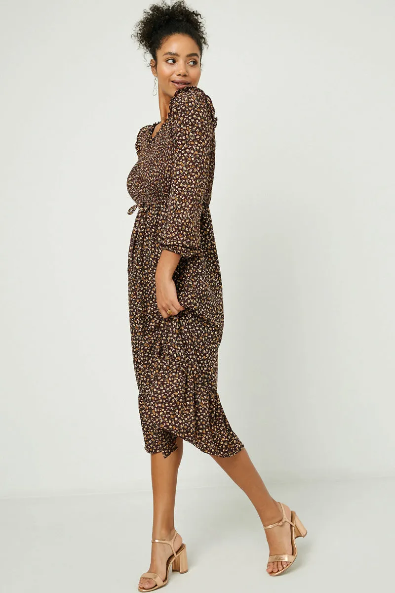 Womens Floral Long Sleeve Smocked Maxi Dress sold by Hayden product image thumbnail 4