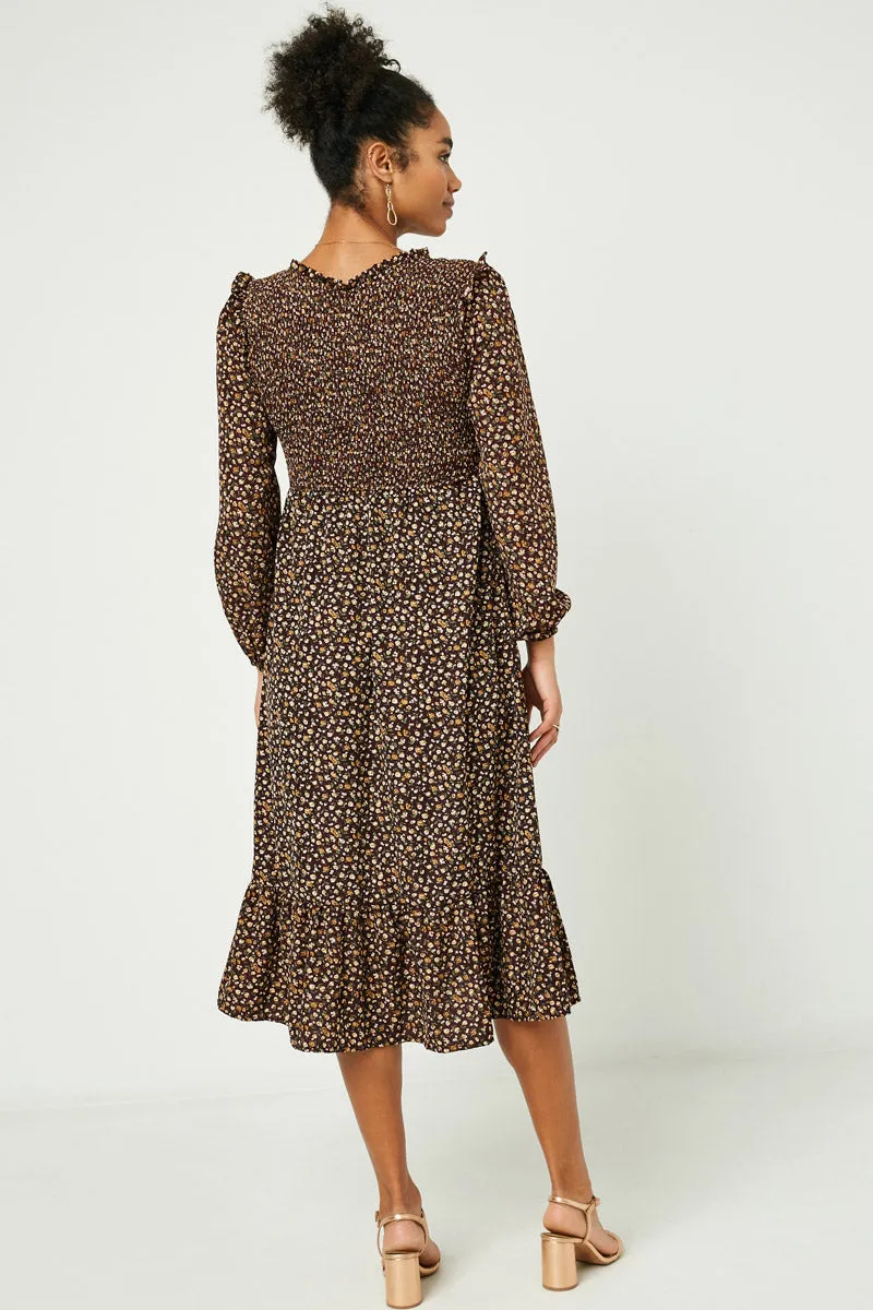 Womens Floral Long Sleeve Smocked Maxi Dress sold by Hayden product image thumbnail 3