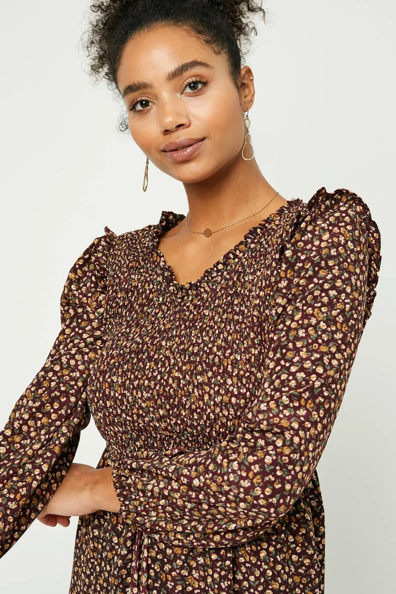 Womens Floral Long Sleeve Smocked Maxi Dress sold by Hayden product image thumbnail 2