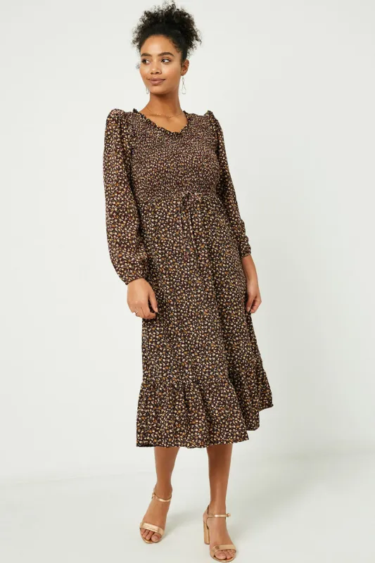 Womens Floral Long Sleeve Smocked Maxi Dress sold by Hayden