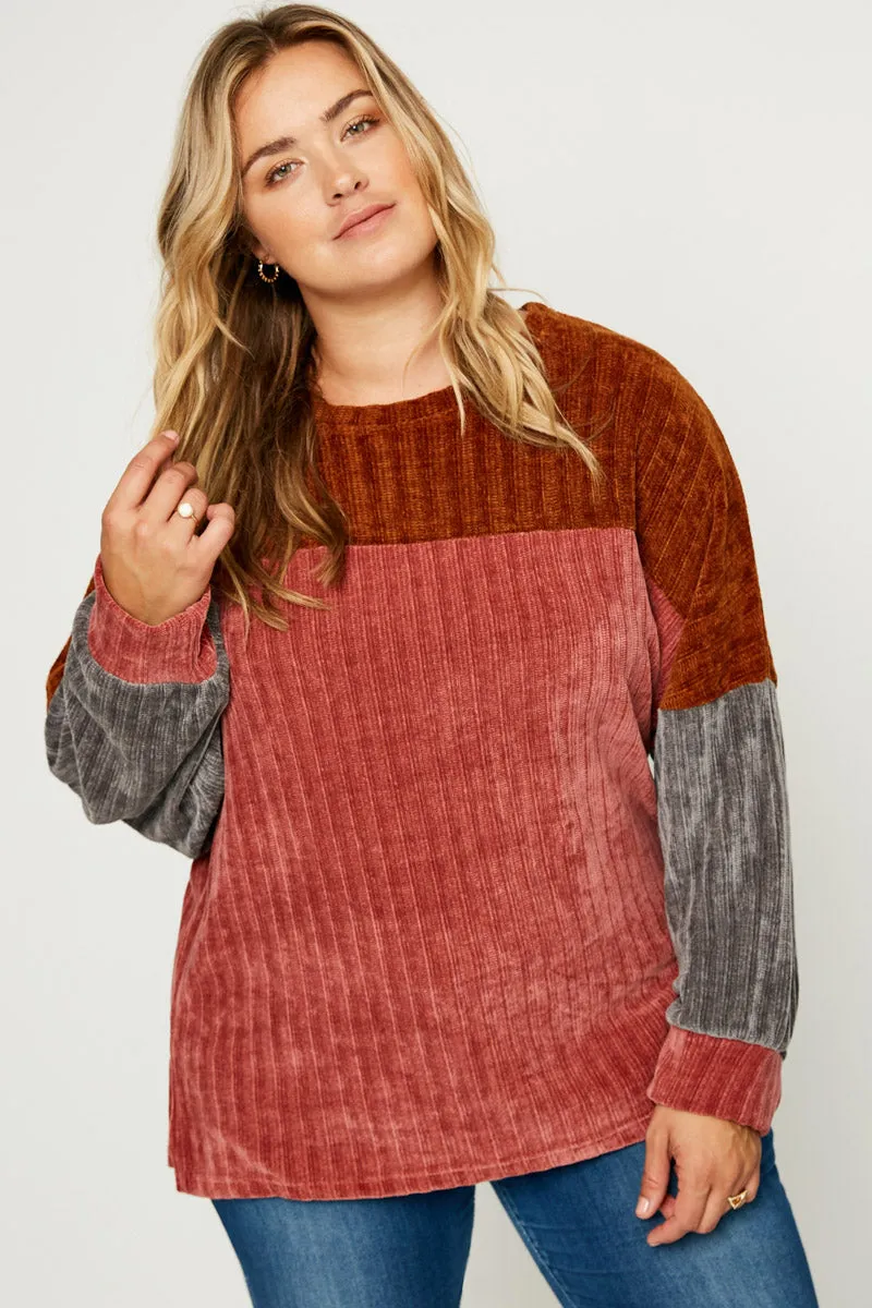 Womens Ribbed Colorblock Pullover knit top sold by Hayden product image thumbnail 2