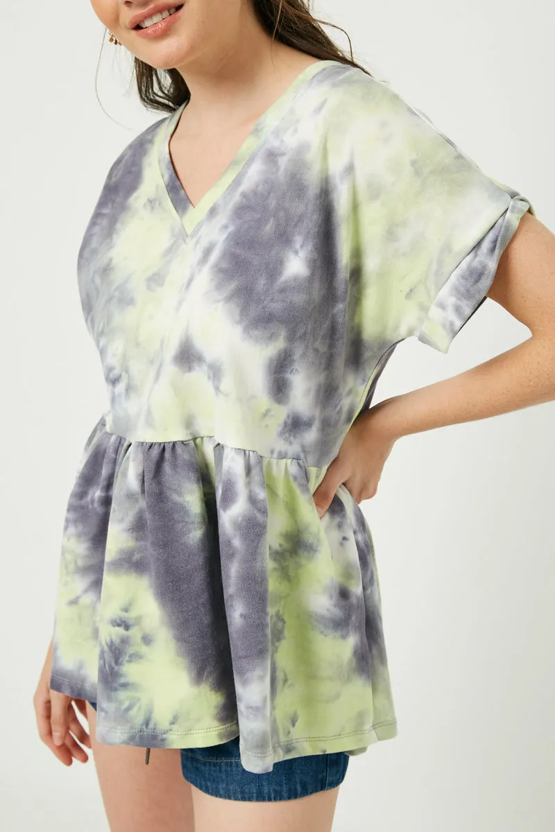 Womens Tie Dye V Neck Peplum Tee sold by Hayden product image thumbnail 3