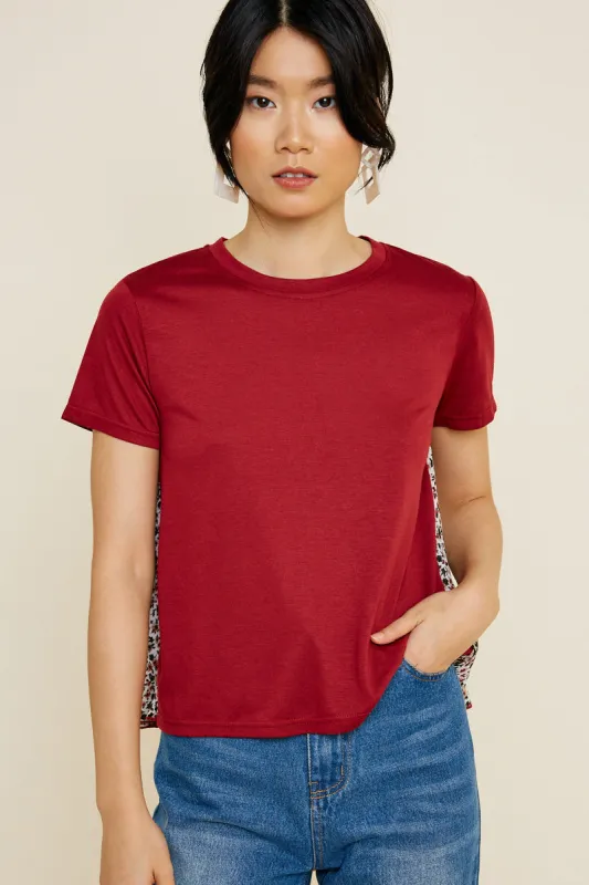 Womens Contrast Fabric Floral Side Panel Top sold by Hayden