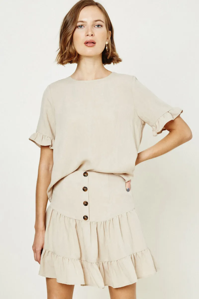 Womens Ruffle Button-Down Top sold by Hayden product image thumbnail 4