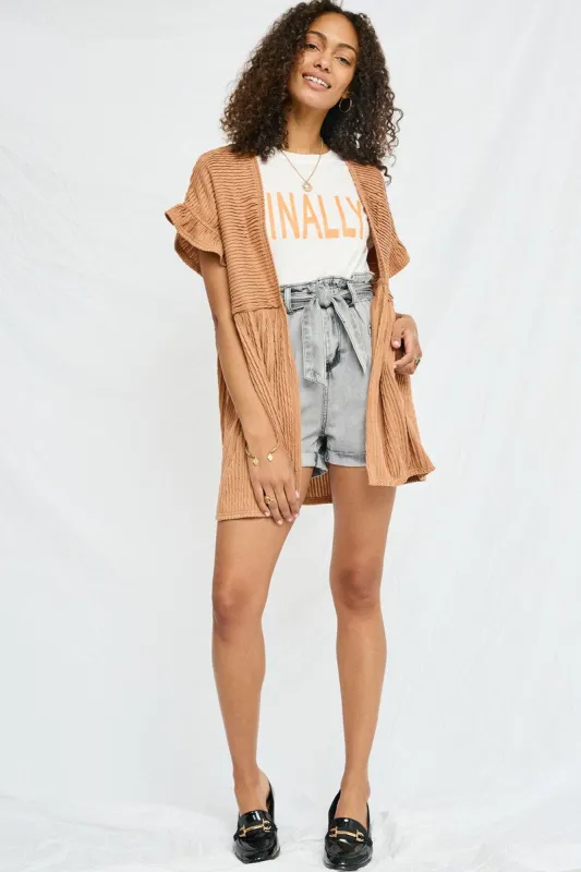 Womens Twisted Pleat Ruffle Sleeve Kimono sold by Hayden